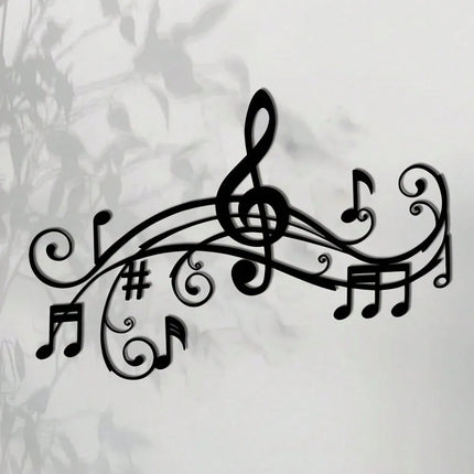 Art Deco Iron Wall Art, Musical Notes Wall Sculpture Indoor Outdoor Decor, 15.74x10.87 Inch Durable Gift