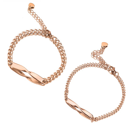 2pcs/set Titanium Steel Manufactured Mobius Couple Bracelet Customized Name Date Carved Bracelet Male and Female Jewelry Gifts