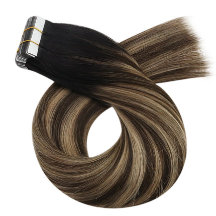 Moresoo Blonde Tape in Hair Extensions Human Hair Natural Straight Seamless Invisible Tape Remy Brazilian Hair for Beauty