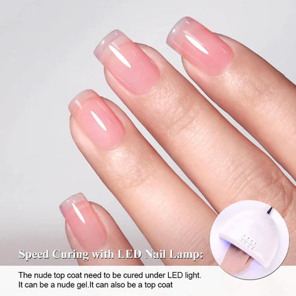10ml Soak Off Nude Pink Top Coat for Nails UV Gel Polish Semi Permanent Functional Manicure Top Coat Nail Art Design Tool