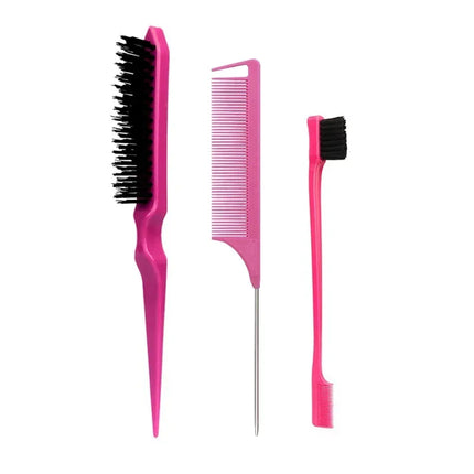 3pcs Styling Comb Set Teasing Comb Triple Teasing Comb Mouse Tail Comb Edge Brushing Hair Tail Tool, Special for Real Hair Wigs
