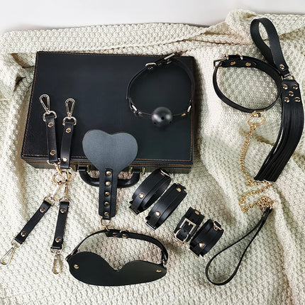 BDSM Erotic Restraint Toy Box Set 9-Piece Bondage Kit  Couples Blindfold Spanking Slave Roleplay Sex Game Portable Props