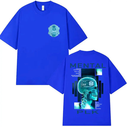 2025 Summer Rapper MENTAL PLK Album Merch T Shirt Men's Gothic Fashion Short Sleeve T-shirt 100% Pure Cotton Printed T-shirt