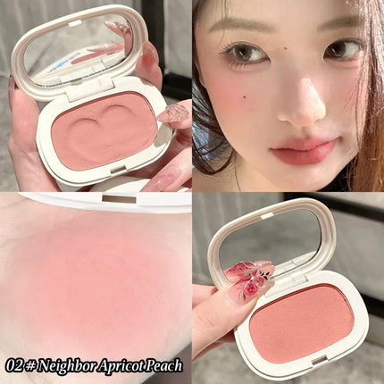 Single Color Blush Silky Texture High Color Rendering No Powder Feeling Low Saturation Long-lasting Natural Matte Blush
