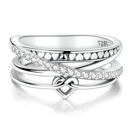 Shine Zircon Ring 925 Silver Original Stone Multi Layer Simple Infinitely Wide Rings For Women FineJewelry Wedding Party Gift