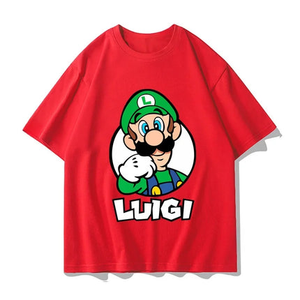 Super Mario Luigi T-shirt Men and Women Summer Cotton Y2K Clothing Fashion Breathable Anime Fans Short Sleeve Tops Streetwear