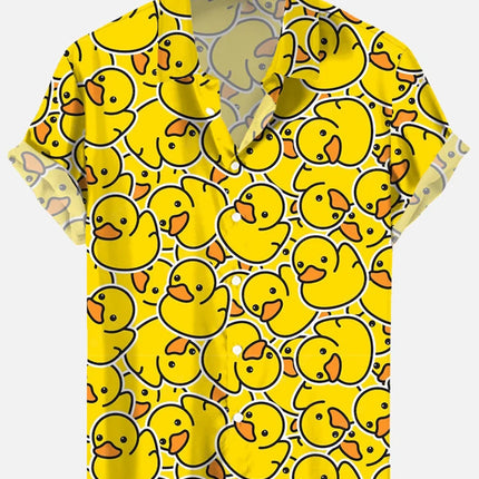 Unisex Men's Cosplay Shirts 3D Prints Splicing Cartoon Cute Duck Printing Short Sleeve Shirt Fashion Hawaiian Shirts For Men