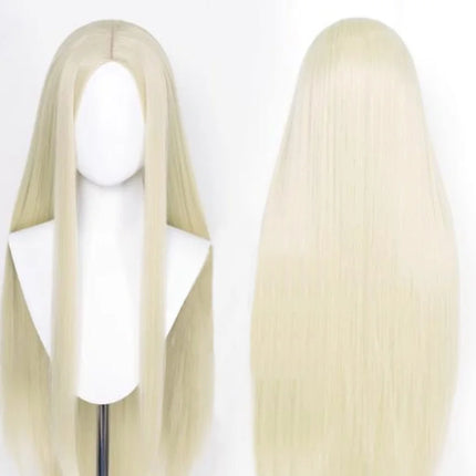 150cm wig Extra-long black and white cosplay center-parted wig anime 60 inch wig