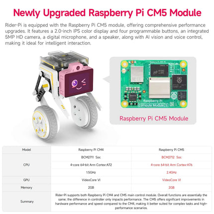 Rider-Pi AI Visual Robot Two Wheel Legged Smart Car Toys with IMU Module Python Programming Support ChatGPT Voice Interaction