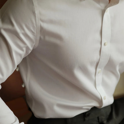 Men's long-sleeved shirt: casual, simple, high-quality, wrinkle-free, slim fit, business formal, all-season collection