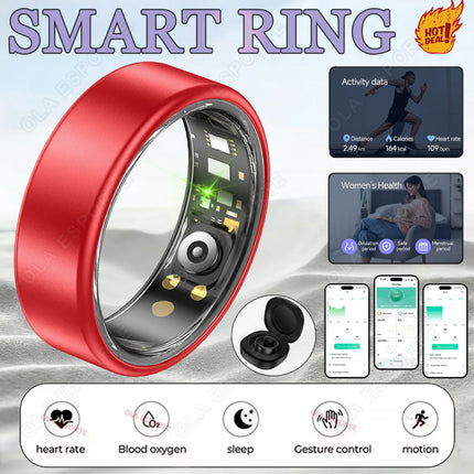 All Size（6-14） Smart Ring for Women Men Healthy Heart Rater Blood pressure Monitor Waterproof Take Photo Control Smartring Sport
