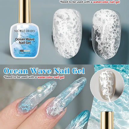 NICOLE DAIRY 15ml Bubble Ocean Wave Glue White Gel Nail Polish Summer Nail Poke Varnish UV LED Soak Off Gel For Nail Art Manicur