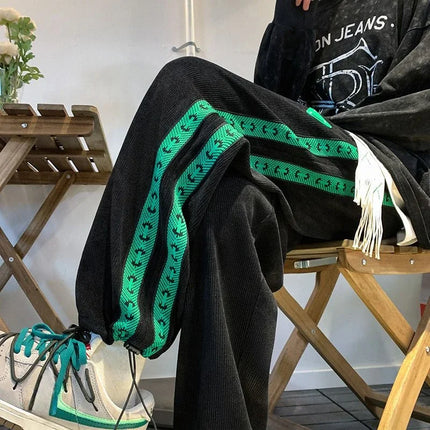 Men's Sweatpants Striped Autumn and Winter Plain Trousers Male Sports Pants Straight Draped Korean Popular Clothes Comfortable