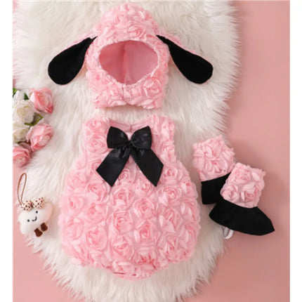 Halloween Baby Girls Lamb Furry Costume Toddler Fluffy Romper Halloween Toddler Costume Animal Themed Cosplay Party Costume