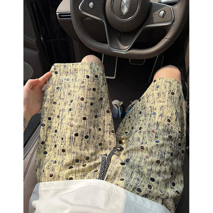 2026 Summer New Mens American Retro Polka Dot Print Colorful Loose Streetwear Outdoor Fashion Casual Sports Shorts
