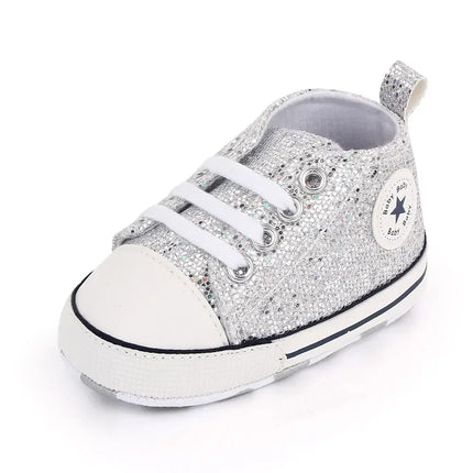 2024 Newborn Sequined Canvas Baby Sneakers Casual Baby Boys Girls Toddler Multi-Color Soft Sole Non-slip Walking Shoes