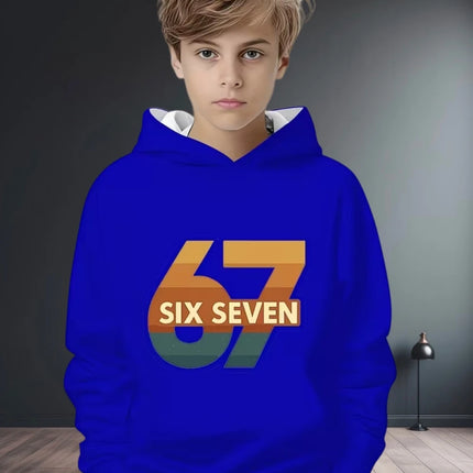 Fun Six Seven 6 7 Meme Design Hoodie for Kids Chaotic Humor Y2k Game Saying Tee Novelty Gift Boys Top Fashion Children's Clothes