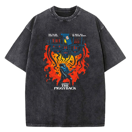 Demogorgon Hawkins Vintage Washed T Shirt Women Men Anime Cotton T Shirt Summer Harajuku Street Tops Clothing