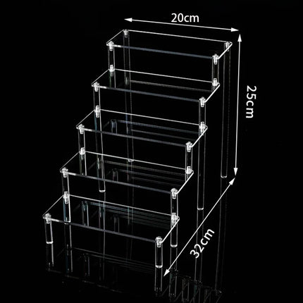 1-5 Tier Acrylic Display Stand Perfume Doll Clay Figurine Blind Box Storage Rack Transparent Ladder Makeup Organization W-2