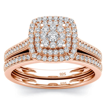 Szjinao 2pcs Moissanite Ring Set For Woman Original 925 Silver Wedding Jewelry Luxury Engagement Ladies Anniversary Gift Trend