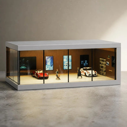 1/64 Scale Display Box Clear View LED Lit Model Display Box Acrylic Car Case Scene Design Diecast Car Showcase Easy to Assemble