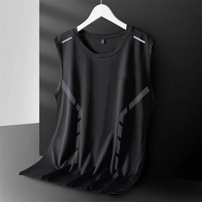 Tank Top Men's Trendy Thin Breathable Quick Drying Sports Casual Wide Shoulder Men's Round Neck Sleeveless T-shirt Trendy