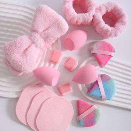 15 件套 Cosmetic Puff Makeup Sponge Blender Beauty Egg Foundation Sponges Puff Wash Face Headband Wristband Make up Accessories