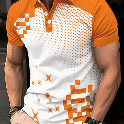 2026 Men's 3D Geometric Pattern Short-Sleeved Shirt, Perfect Choice for Summer, Casual Wear, Golf, Cocktail Parties