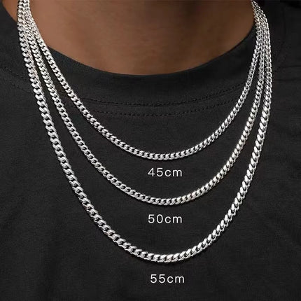 Basic Punk Stainless Steel 3,5,7mm Curb Cuban Necklaces For Men Women Black Gold Color Link Chain Chokers Solid Metal Jewelry
