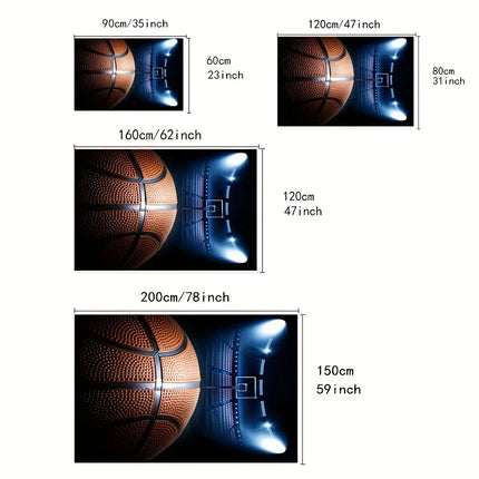 Artistic Basketball & Court Area Rug, for Living Room, Bedroom, Office, Balcony Decor Mat