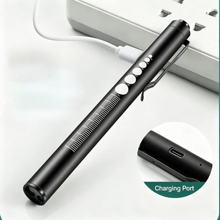USB Rechargeable Stainless Steel Pen Light, Mini Medical LED Flashlight for Pupil Oral Check, Portable Handy Torch Lamp