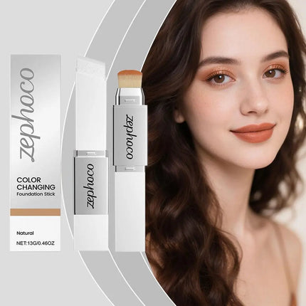 ZEPHOCO 2 in 1 Color Changing Foundation Make-up Stick Long Lasting Moisturizing Makeup High Concealer Power Makeup Korean