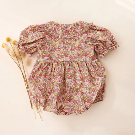 Floral Summer Baby Girl Playsuit Short Sleeve Cotton Baby Girl Romper Newborn Baby One-piece