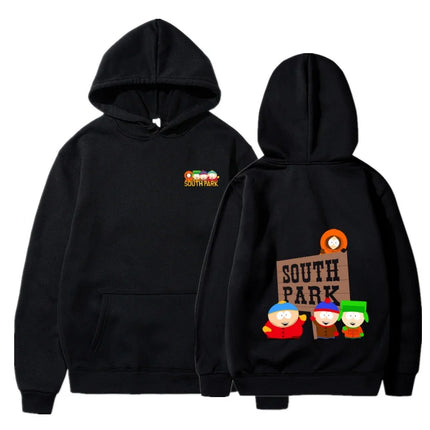 South Park Anime Pattern Hoodie Fashion Warm Coat Men's Autumn and Winter Season Hoodie Street Black Long Sleeve Hoodie