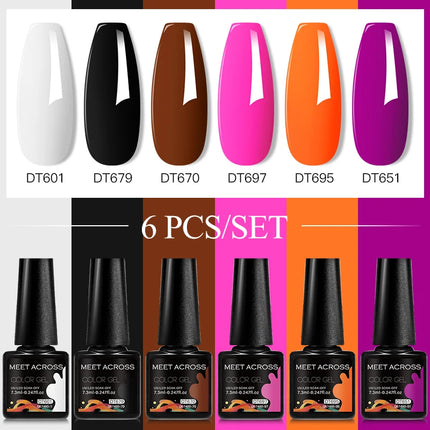6pc Nail Gel Polish Set DIY Nail Art Semi Permanent UV LED Gel Kit For Nails Decoration Manicure Soak Off Painting Vernis Design