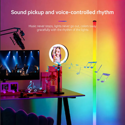 120CM LED RGB Floor Lamp Bar, Sound Pickup Ambient Light, Corner Wall Light for Bedroom, E-Sports Room Live Atmosphere Lamp