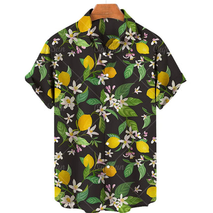 Pineapple Fruit Hawaiian Shirts Lemon 3d Print Men Fashion Blouses Casual Beach Camisas Summer Men's Vocation Lapel Shirt