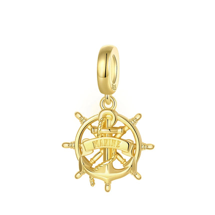 Coin Pendant Charms 925 Silver Vintage Round Seal Metal Golden Skull Compass Medal Beads Bracelets Necklaces Parts Fine Jewelry