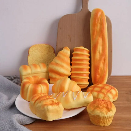 Stretch Squeezing Simulation Bread Squeeze Toy Fake Food Model Simulated Food Breakfast Squeeze Sensory Toys Toast Cake Elastic