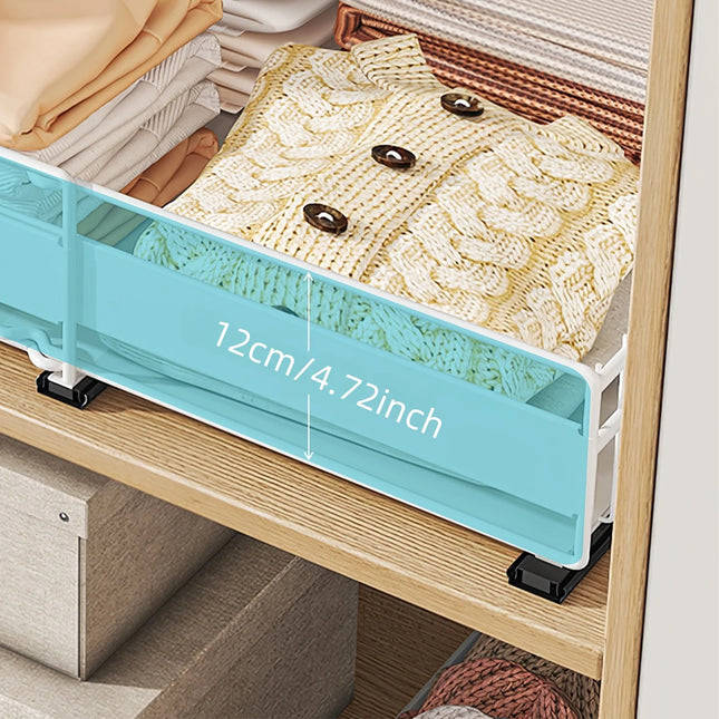 1/2pcs Expandable Cabinet Drawer Organiser (12"-20"), Pull Out Drawer Tray with 3 Sliding Rails, Mounts with Adhesive or Screws