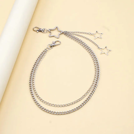Punk Steet Keychains Chain Women Men Star Rivets Accessories Rock Goth Pants Waist Belt Chain On Jeans Jewerly