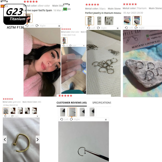 1Pcs 10Pcs G23 ASTM F136 Titanium D Shape Nose Piercing Ear Septum Earrings Studs Helix Stud Hoop Body Jewelry Wholesale