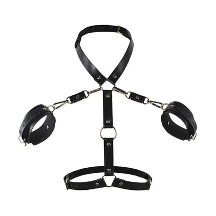 Wild Party Sexy Lingerie Set - Female PU Leather Body Restraints BDSM Bondage Garter Belt Hot Erotic Clothing for Women