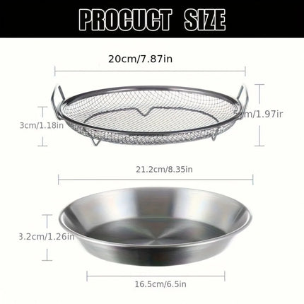 Heavy Duty Stainless Steel Frying Rack with Tray, Foldable Metal Mesh Basket for Oil Draining, Dishwasher Safe