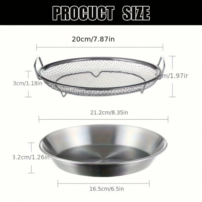 Heavy Duty Stainless Steel Frying Rack with Tray, Foldable Metal Mesh Basket for Oil Draining, Dishwasher Safe