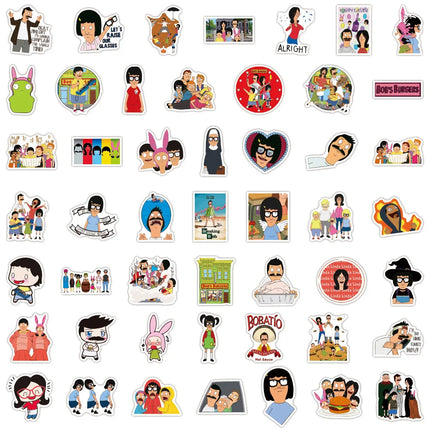 10/30/50/100pcs Anime Bobs Burgers Stickers Cartoon Decals Toys Laptop Skateboard Phone Case Luggage Car Cool Waterproof Sticker