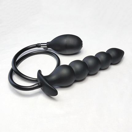 Expansion Diameter 14cm Inflatable Dildo Anal Plug with 5 Beads Built-in Silicone Column Huge Butt Plug Ass Dilator Anal Sex Toy