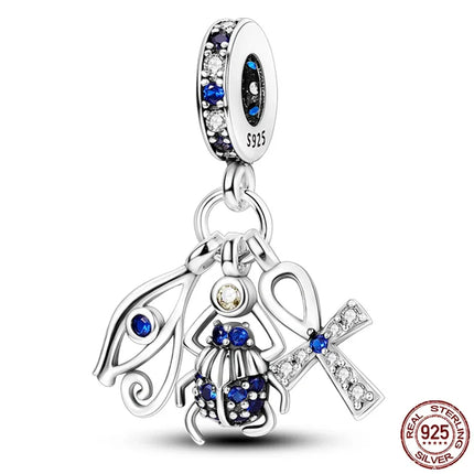 925 sterling silver wings Sister Cross pendant charms fit original 4mm Aperture bracelet charm beads necklace Diy female jewelry