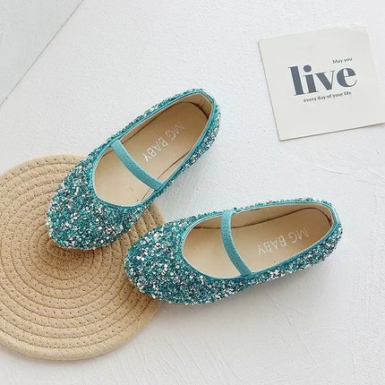 2025 Spring 1 to 12 years old girls dress shoes Beauty Pointed Toe Teen Girl Leather Shoes Bling Princess Wedding Shoes