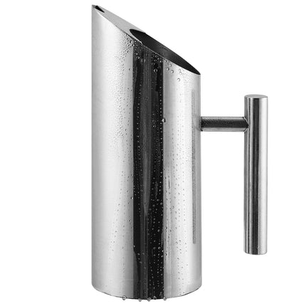 Stainless Steel Water Pitcher With Spout Guard, Food Grade Modern Metal Jug for Hot/Cold Drinks, Heat Insulation Handle